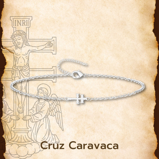 Pulsera Cruz Caravaca Acero Color Plateado