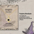 Colgante Nudo de Bruja con Agata Negra en Acero Dorado cotigo