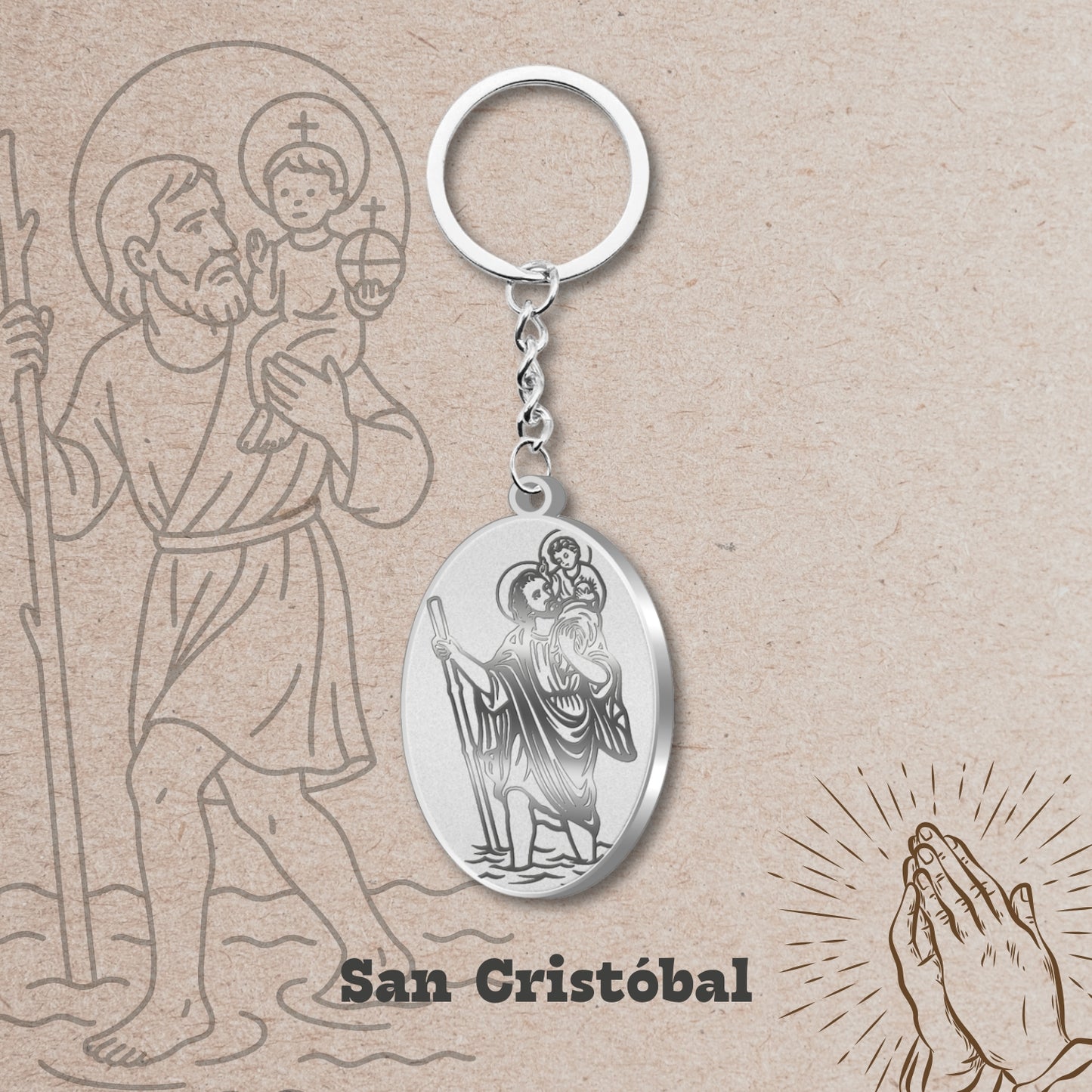 Llavero san Cristóbal Acero Inoxidable