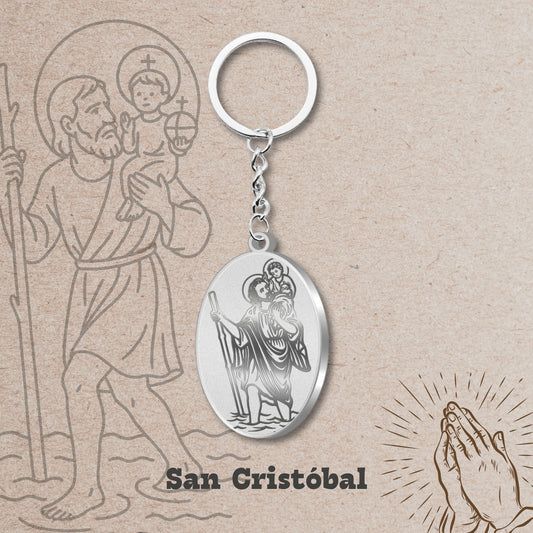 Llavero san Cristóbal Acero Inoxidable