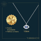 Collar de Acero con Colgante Ojo Turco - Circonitas Y Forma de Ojo diseño