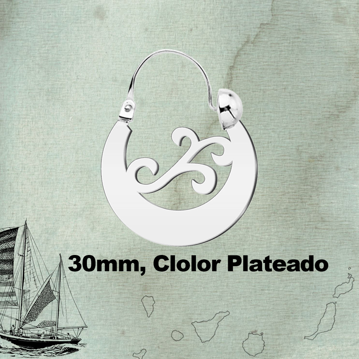 20506 Argolla canaria 30mm Acero color Plateado