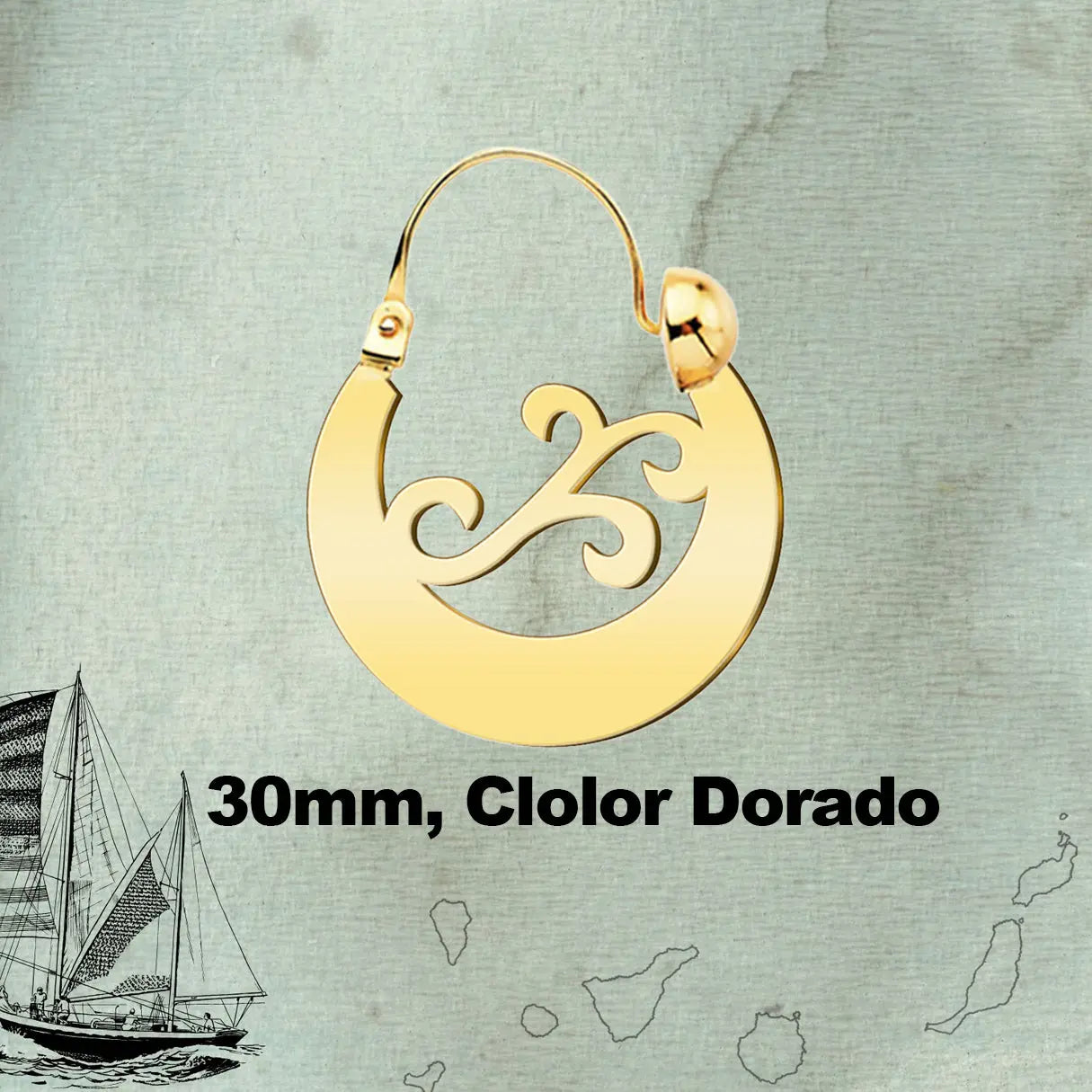 Argolla Canaria en Acero inoxidable baño de oro de 14k - cotigo