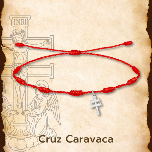 Pulsera 7 nudos con Cruz Caravaca Acero Color Plateado