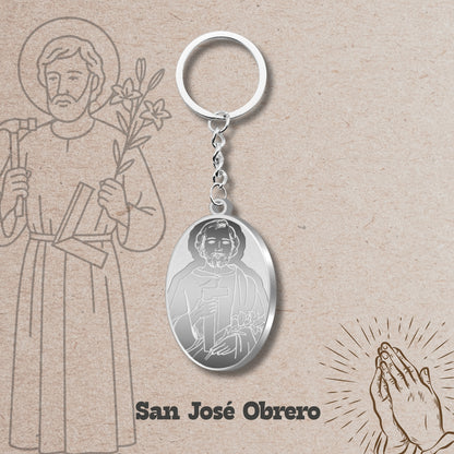 Llavero san josé obrero Acero Inoxidable