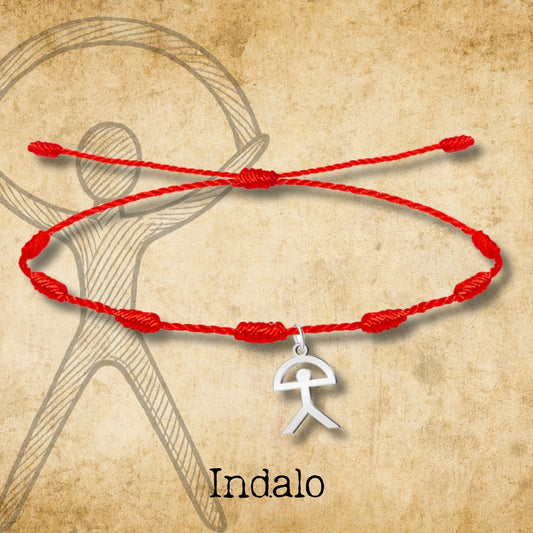 Pulsera 7 nduso con Colgante de Indalo Acero Plateado