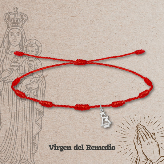 Pulsera 7 nudos con Virgen del Remedio Acero Plateado