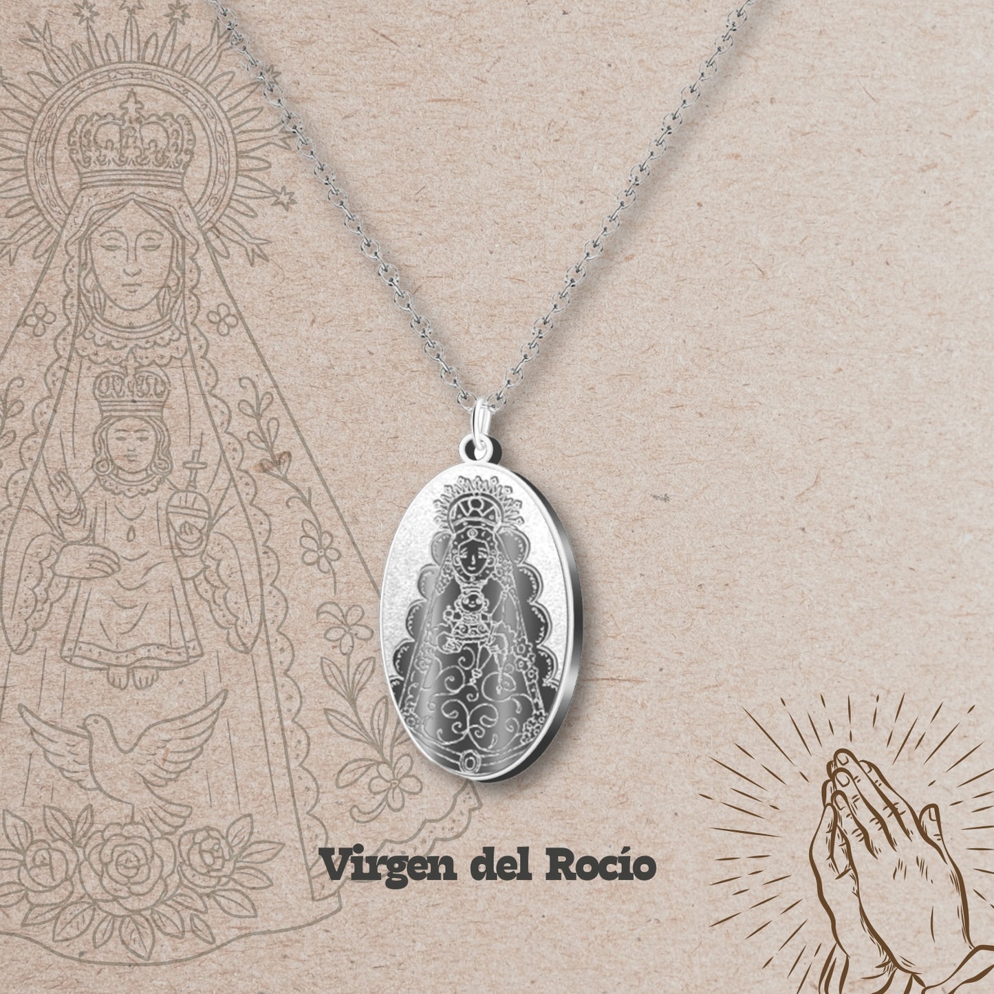 Colgante Acero Virgen del Rocío color Plateado
