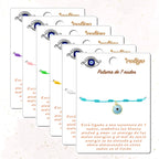 ✨6 Pulseras 7 Nudos con Ojo de Turco 🧿 Hecha a Mano 🌈 Varios Colores con Significado Especial 💫 Incluye Tarjeta Diseñada 🎁 Amuleto de Protección y Suerte 🍀 - cotigo