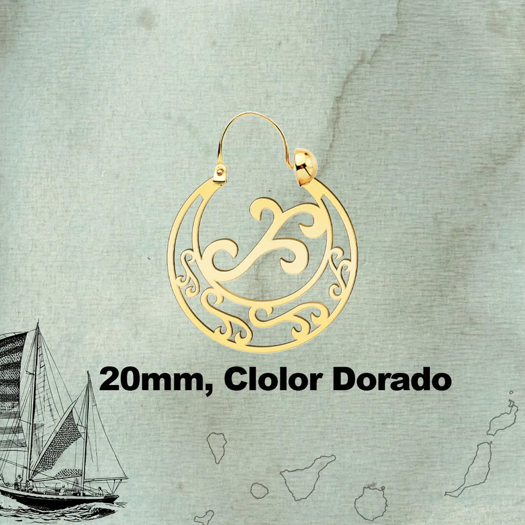 Argolla Canaria en Acero inoxidable baño de oro de 14k - cotigo