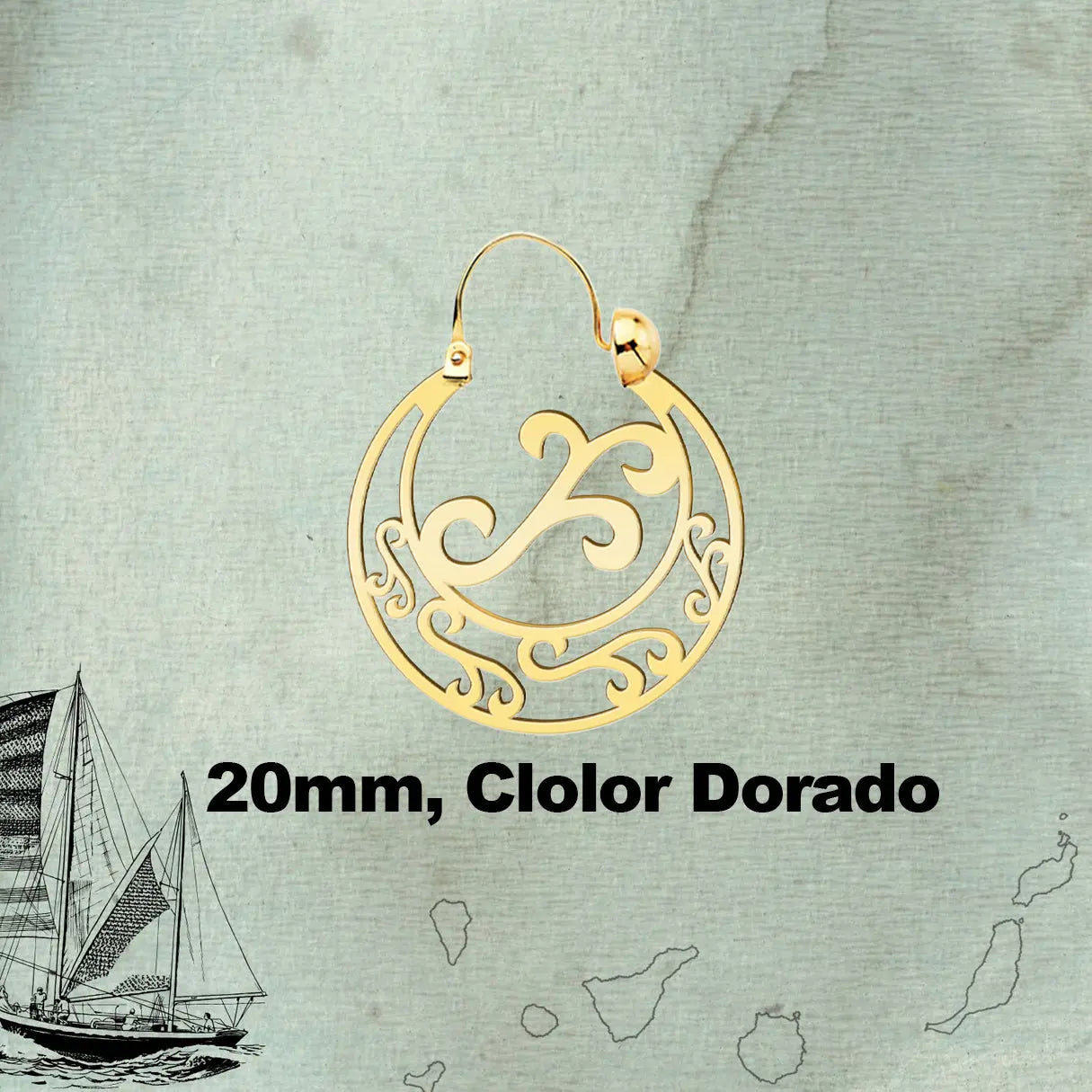 Argolla Canaria en Acero inoxidable baño de oro de 14k - cotigo