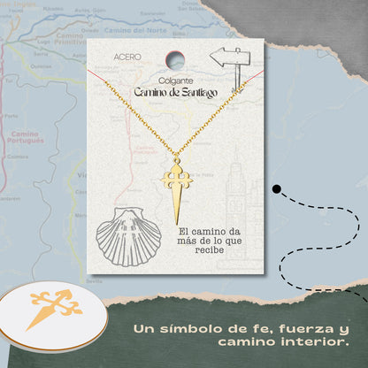 Collar del Camino de Santiago - Conchas de Santiago, recuerdos ruta del peregrino, cruz de santiago, joyas mujer + regalo una pulsera de 7 nudos.