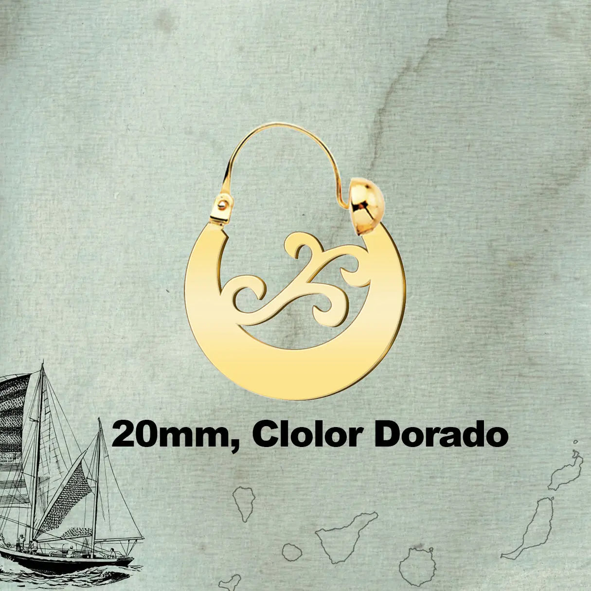 Argolla Canaria en Acero inoxidable baño de oro de 14k - cotigo