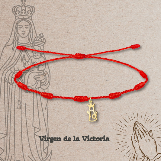Pulsera 7 nudos con Virgen de la Victoria Acero Dorado