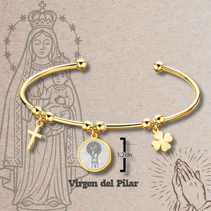 Brazalete Virgen de Pilar Acero dorado