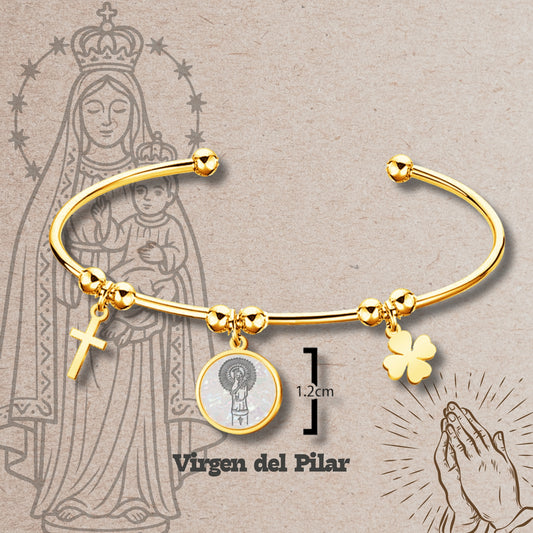 Brazalete Virgen de Pilar Acero dorado