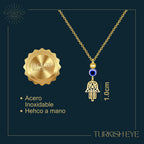 Collar Ojo Turco Acero Inoxidable | Amuleto contra el mal de ojo y energías negativas + Regalo Pulsera 7 Nudos - cotigo
