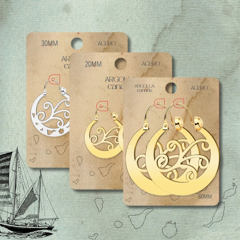 Argolla Canaria en Acero inoxidable baño de oro de 14k - cotigo