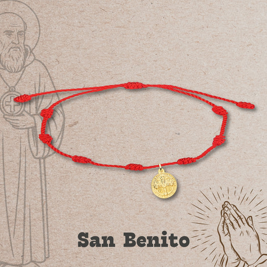 Pulsera 7 nudos San Benito color Dorado
