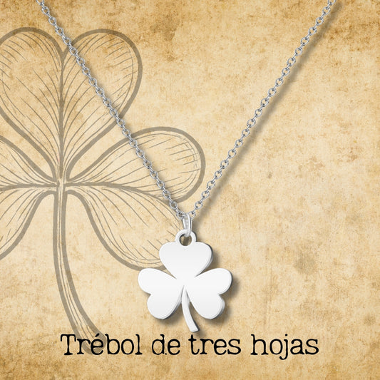 Colgante Trébol de tres Hoja Acero Plateado