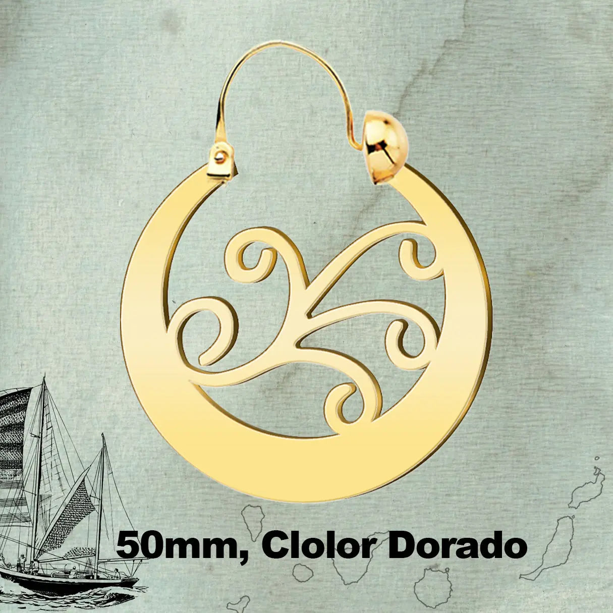 Argolla Canaria en Acero inoxidable baño de oro de 14k - cotigo