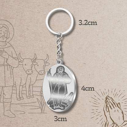 Chaveiro San Isidro Labrador Aço Inoxidável