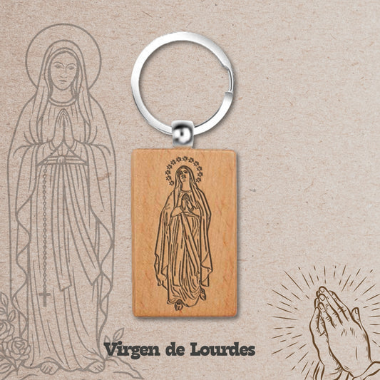 Llavero de Madera con VIRGEN LOURDES