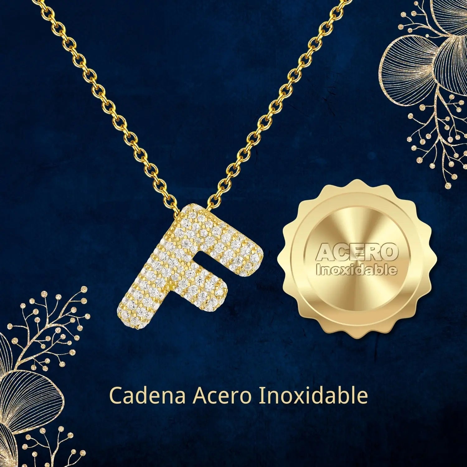 Colgante Letra inicial F con Piedra Circonita - cotigo