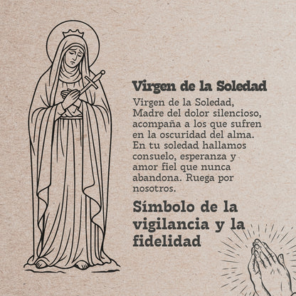 Llavero de Madera con VIRGEN DE LA SOLEDAD