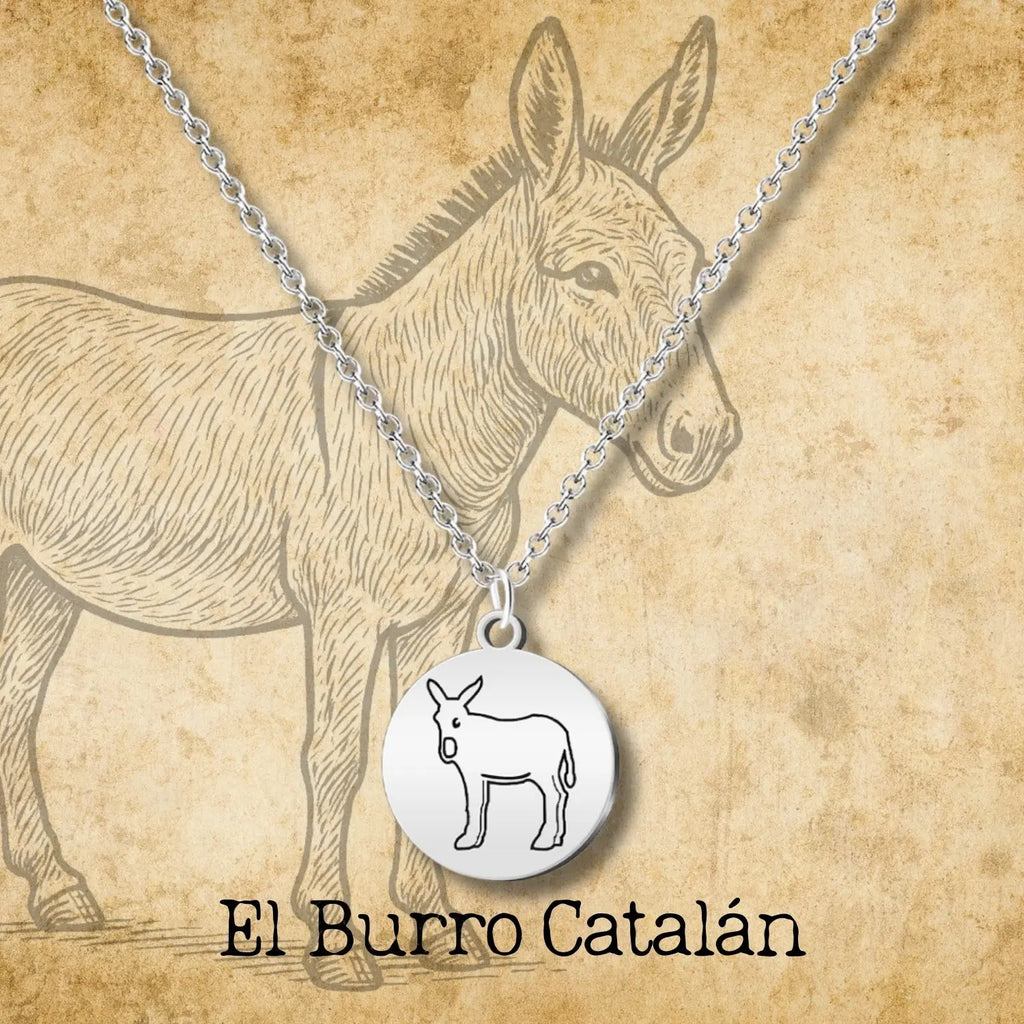 Colgante Burro Catalán en acero plateado