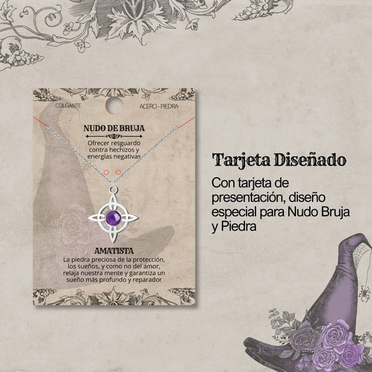 Colgante Nudo de Bruja Acero con Amatista - cotigo