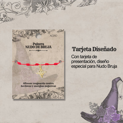 Pulsera 7 nudos con Colgante Nudo bruja Acero Inoxidable color Dorado