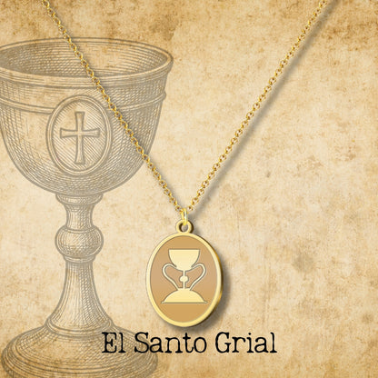 Colgante el Santo Grial Acero Dorado