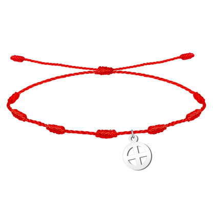 Pulseira de 7 nós com cruz solar prateada