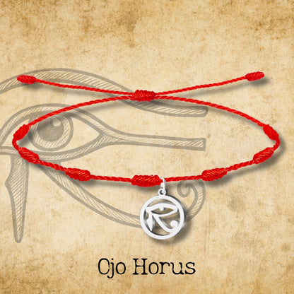 Pulsera 7 nudos con Ojo de Horus color Plateado