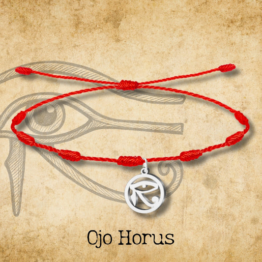 Pulsera 7 nudos con Ojo de Horus color Plateado