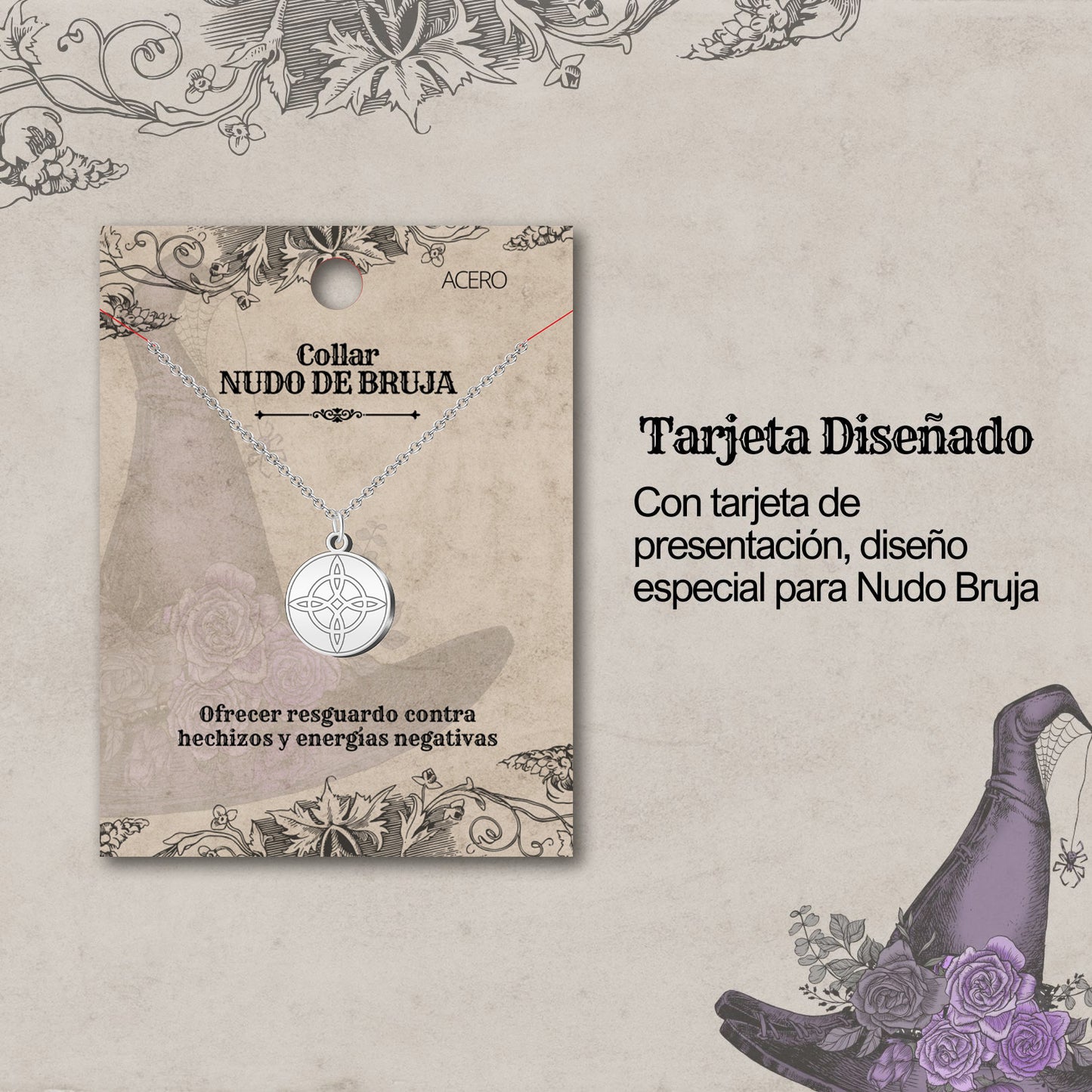 Colgante Nudo bruja Acero Plateado