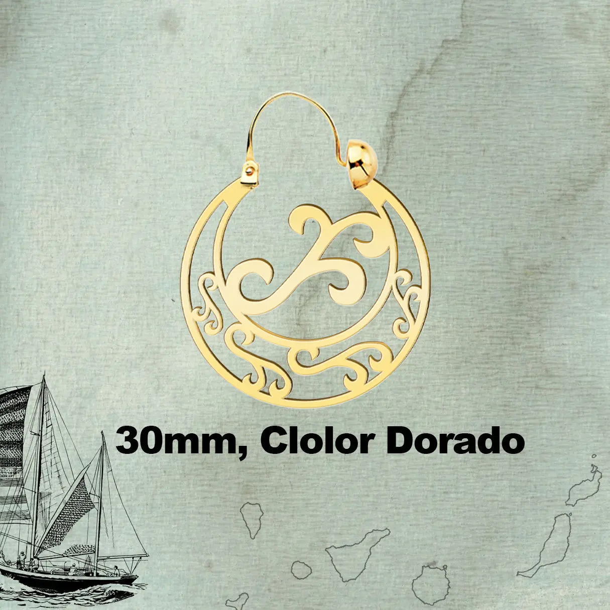 Argolla Canaria en Acero inoxidable baño de oro de 14k - cotigo