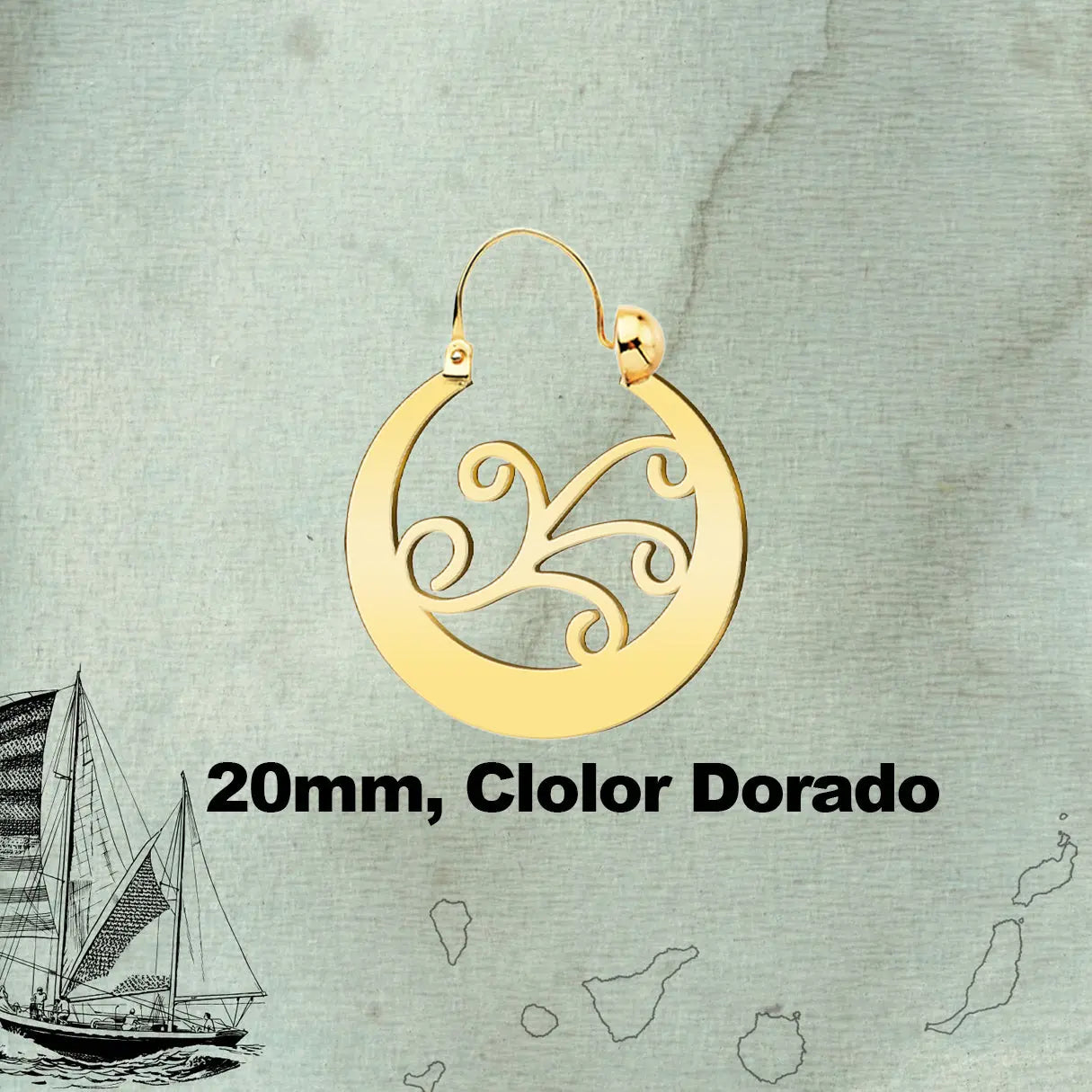 Argolla Canaria en Acero inoxidable baño de oro de 14k - cotigo