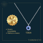 Collar Ojo Turco Acero Inoxidable | Amuleto contra el mal de ojo y energías negativas + Regalo Pulsera 7 Nudos - cotigo