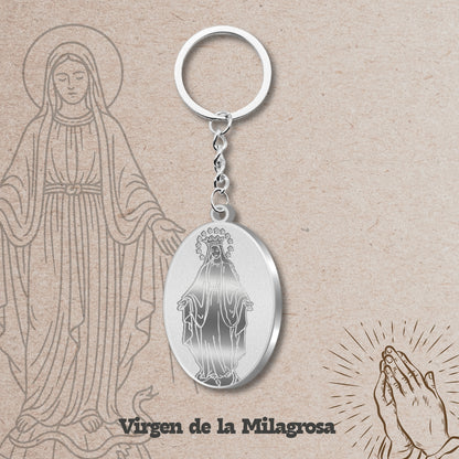 Llavero virgen de la milagrosa Acero Inoxidable