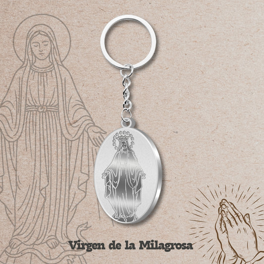 Llavero virgen de la milagrosa Acero Inoxidable