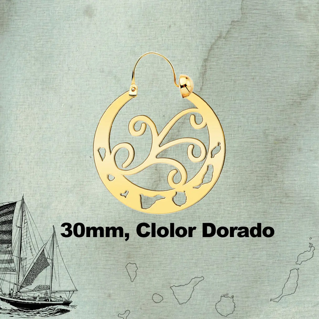 Argolla Canaria en Acero inoxidable baño de oro de 14k - cotigo