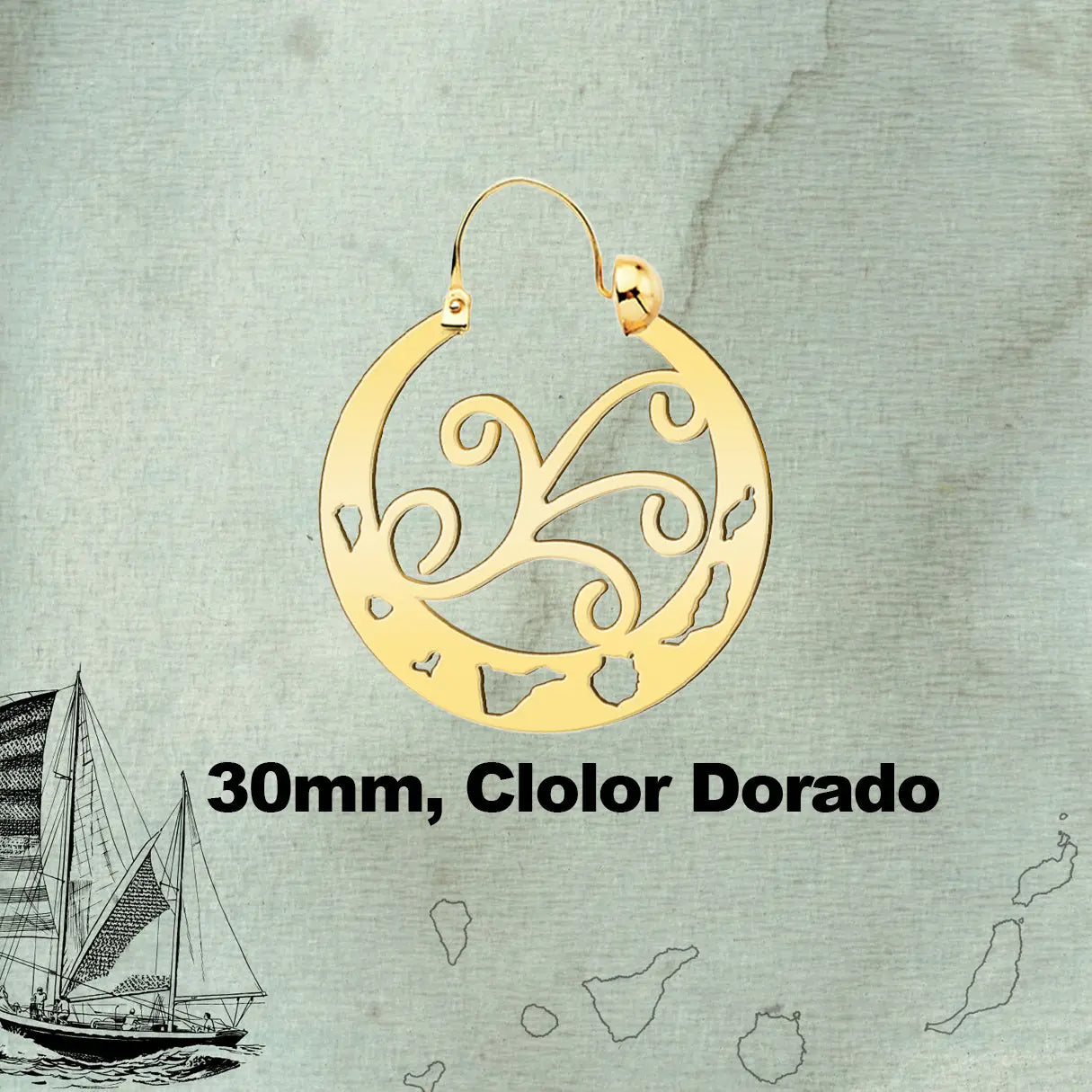 Argolla Canaria en Acero inoxidable baño de oro de 14k - cotigo