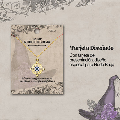 Colgante Nudo bruja con Ojo de Turco, Acero Inoxidable color Dorado
