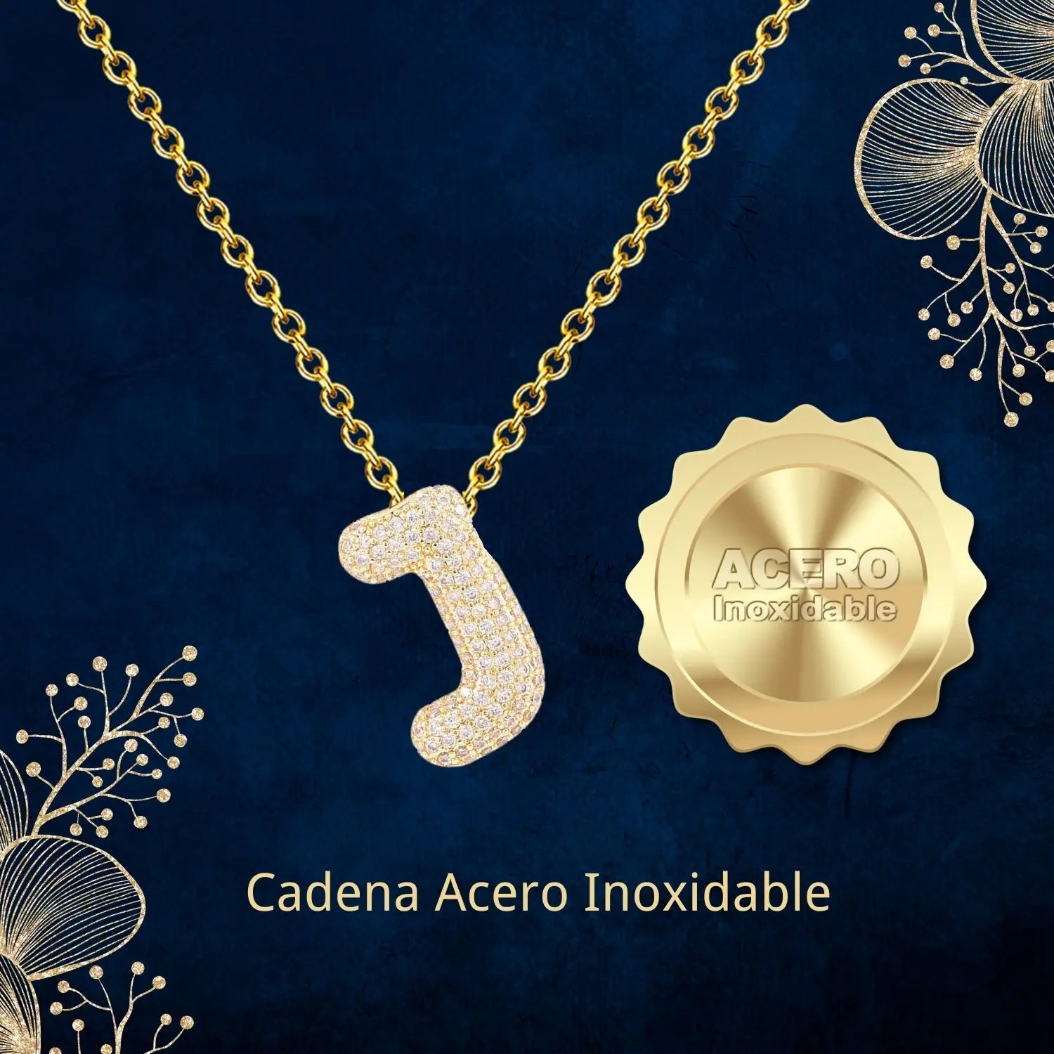 Colgante Letra inicial J con Piedra Circonita - cotigo