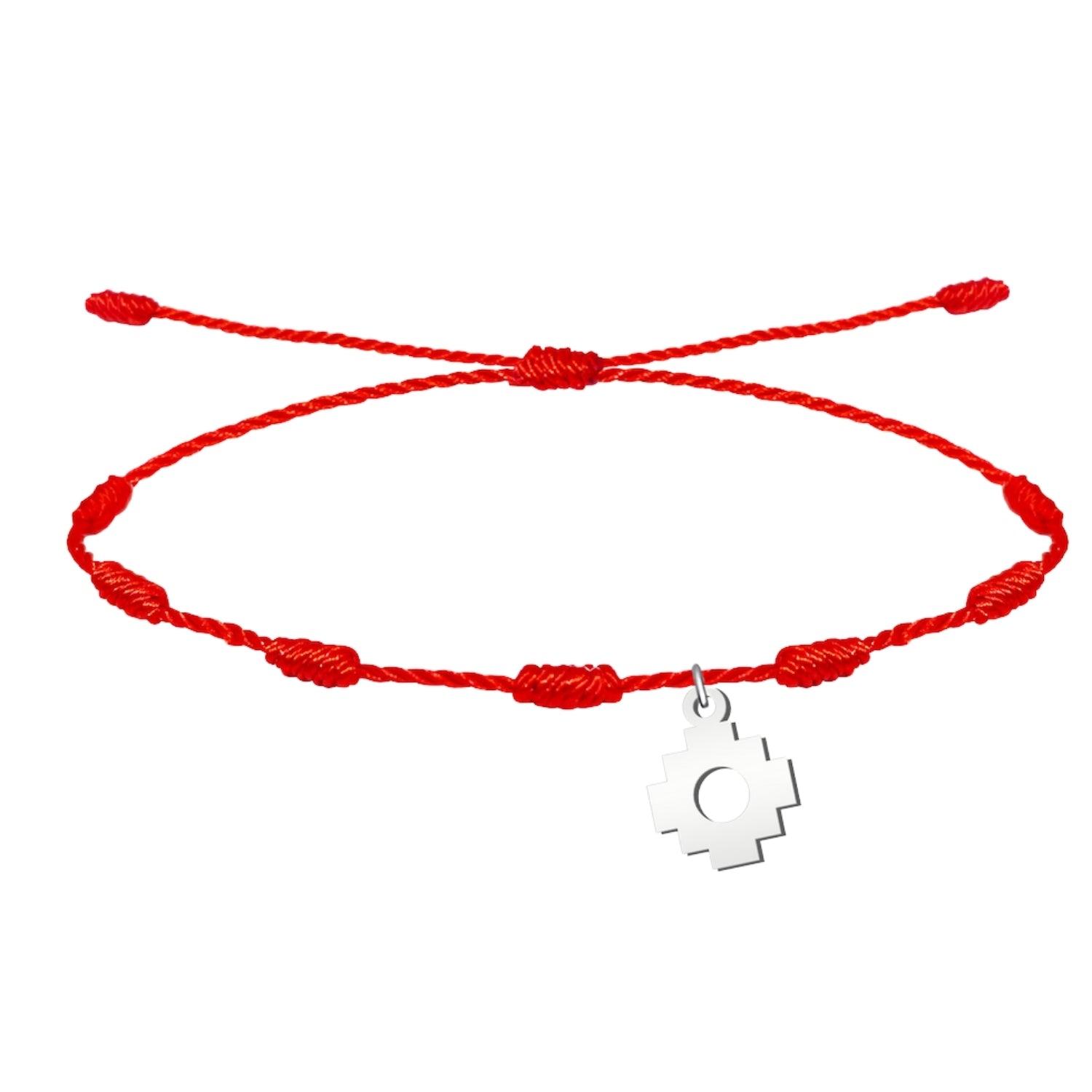 Pulsera 7 Nudos con Cruz Chacana en Acero Plateado cotigo