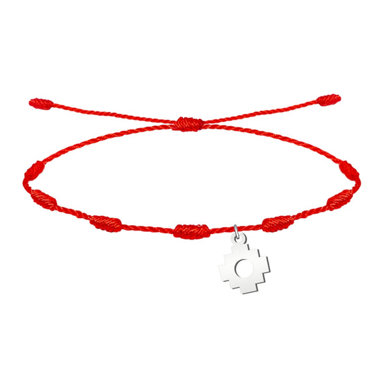 Pulseira de 7 nós com cruz chacana de prata