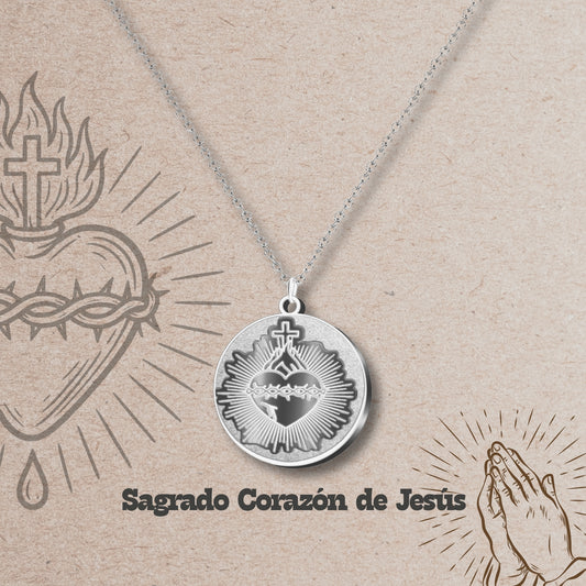 Colgante Acero CORAZON DE JESUS color Plateado