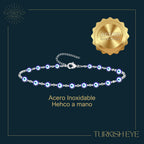 Pulsera Ojo Turco Acero Inoxidable | Amuleto contra la envidia y energías negativas + Regalo Pulsera 7 Nudos - cotigo